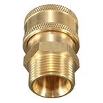 PCC 3/8 Brass Quick Release Adapter Connect to M22/15 Metric for Pressure Washer Hose