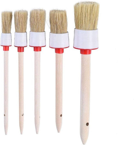 PCC Detailing Brush Synthetic Hair,Wooden Set Of 5 - Planet Car Care